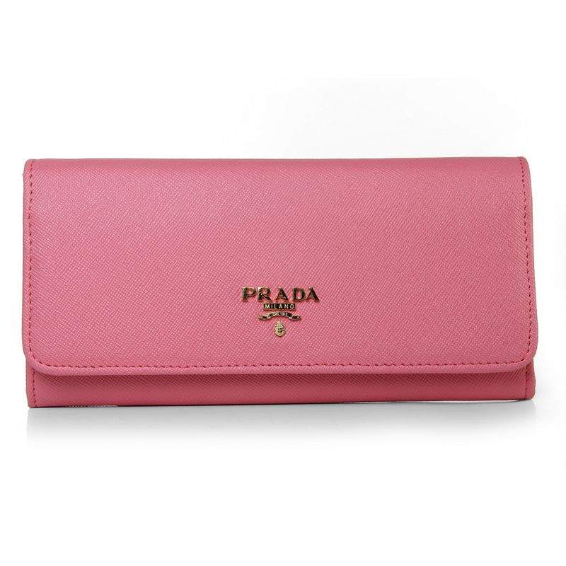 Knockoff Prada Real Leather Wallet 1137 pink